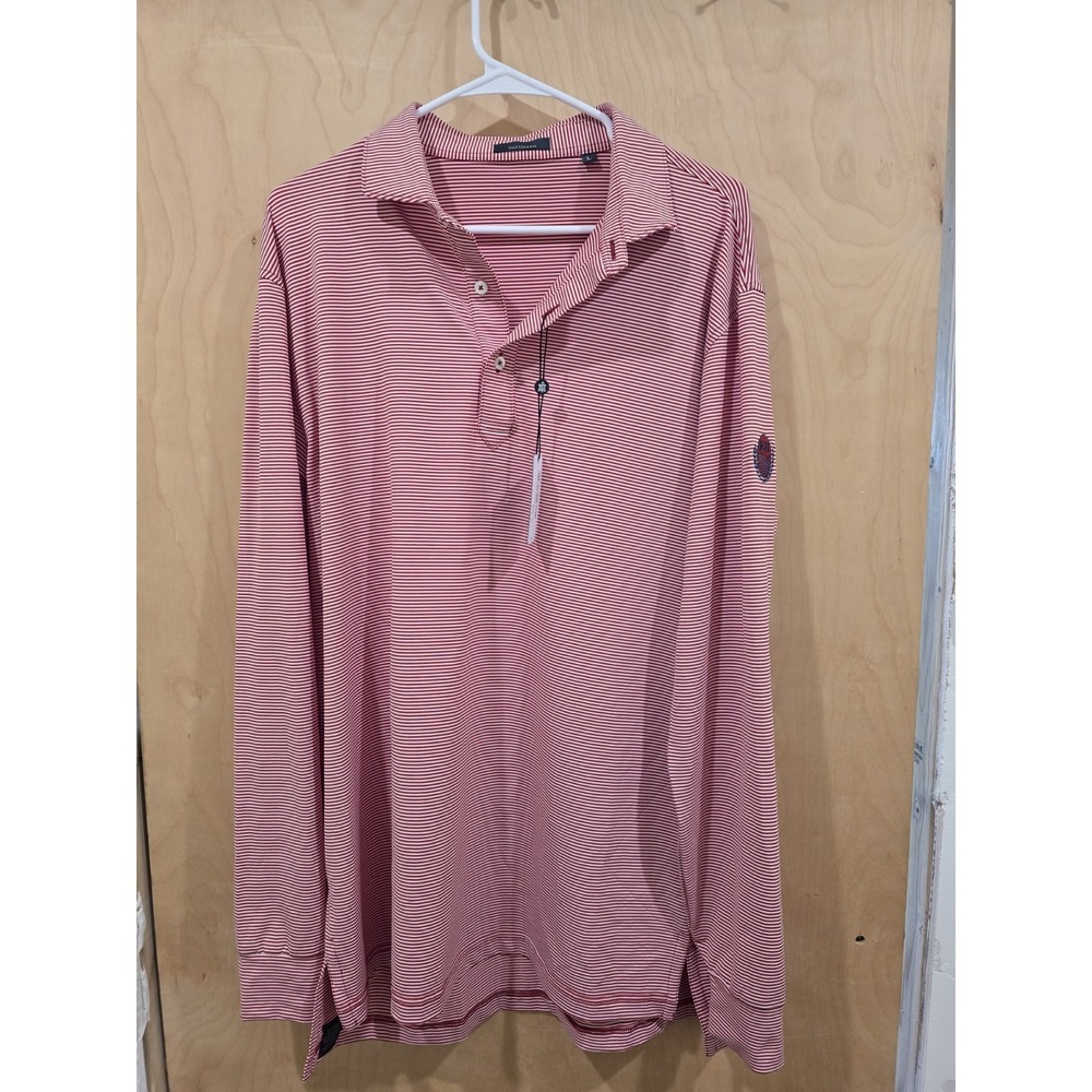 Turtleson Long Sleeve Polo Shirt L Red White Stripes New With Tags